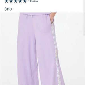 Roller Rabbit Purple Wide Leg Pants with Embellishments